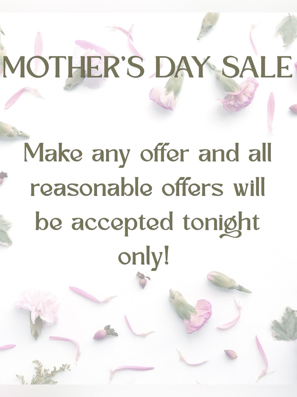 Mother's Day Sale Floral Sign - Pink & White